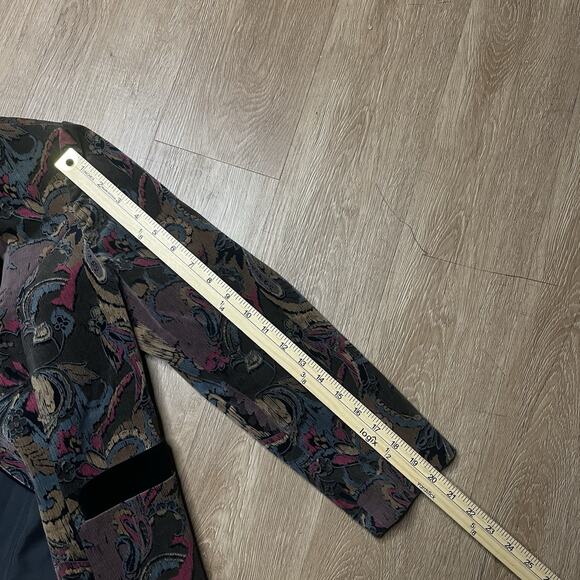 Vintage 80s 90s Handmade Velvet Brocade Blazer S Art Deco Baroque Dark Academia - Picture 7 of 7